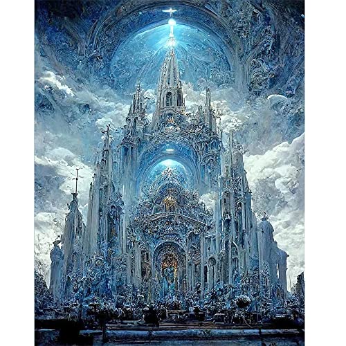 3D Ai Diamond Painting Eckige Steine Landschaft 40x50 cm Diamond Painting Schloss Kirche DIY 5D Diamant Painting Bilder Erwachsene Kinder Diamant Malerei Kits für Anfänger Kristallkunst Home Décor von DCIDBEI