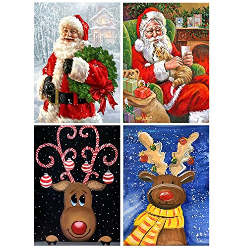 DCIDBEI 5D Diamant Painting Bilder Full 4 Packung 30x40 cm Diamond Painting Weihnachten Weihnachtsmann schneeman Stickbilder für Kinder Crystal Rhinestone Embroidery Diamant Malerei 5D Diamond Art von DCIDBEI