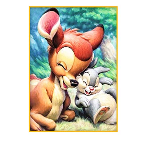 5D Voll Bohrer DIY Diamant Gemälde Kits Malen nach Zahlen Fawn and Rabbit Good Friends Strass Stickerei Kreuzstich Kits für Erwachsene Kinder DIY Wandkunst Leinwand Bilder Set Schlafzimmer 30 x 40 cm von DCIDBEI