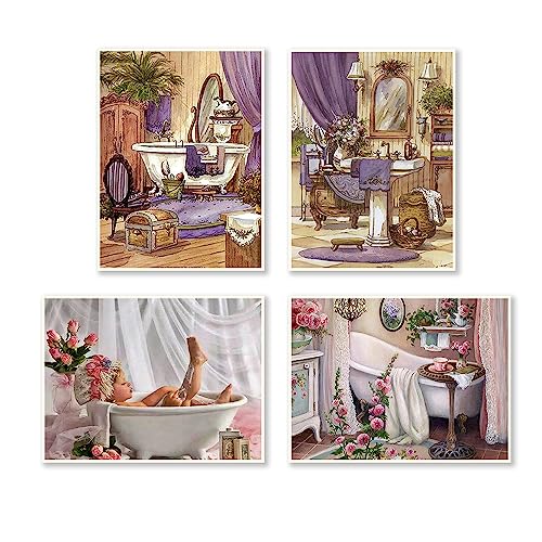 DCIDBEI 30 x 40 CM 4 Stück Rund Diamant-Stickerei Badewanne für Erwachsene, 5D Diamond Painting Baby Engel für Kinder, Schlafzimmer Wohnzimmer Dekoration, Bestes Geschenk von DCIDBEI