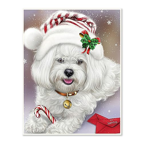 DCIDBEI 30 x 40 cm Diamond Painting Weihnachten – DIY Diamant-Malerei Weißer Hund – Leinwand Diamant Komplett Set Erwachsene – Wanddekoration Schlafzimmer Weihnachten für Kinder – Yorkshire Terrier von DCIDBEI