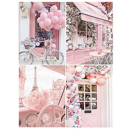 DCIDBEI 30 x 40CM 4er Pack Diamond Painting Fahrrad, Diamant Malerei Landschaft Eiffelturm,Diamant Stickerei Autos, Beständige Farben, Wanddekoration für Haus, Geburtstagsgeschenk||Rosa Café von DCIDBEI