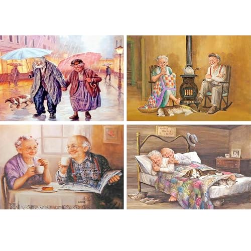 DCIDBEI 30x40CM 5D 4 Lot Diamant-Painting Liebe | DIY Runde Diamond Painting Altes Paar | Puzzle Diamant Vintage Retro für Erwachsene | Geschenk für Freunde | Innendekoration | Kristall Handwerk von DCIDBEI