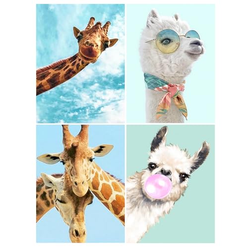 DCIDBEI 30x40CM DIY 4 Stück Diamant Stickerei 5D Giraffe, Runde Diamant Painting Bilder Alpaca, Puzzle Diamant Tiere, Kreative Freizeit Kit Erwachsene/Kristall Handwerk/Wandaufkleber-Dekoration von DCIDBEI