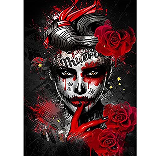 DCIDBEI 30x40CM Diamond Painting Komplettset Erwachsene, Runde Diamant Painting Bilder Frau, Malerei Stickerei Kinder Schlafzimmer Deko Geschenk Geburtstag || Rote Gothic Frau von DCIDBEI