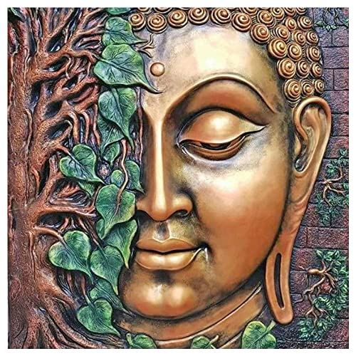 DCIDBEI 40x40cm Diamond Painting Baum des Lebens, 5D Diamant Painting Bilder Zen, Diamantmalerei für Erwachsene Kinder Home Décor Wand kristall Dekoration, Halbes Buddha-Gesicht von DCIDBEI