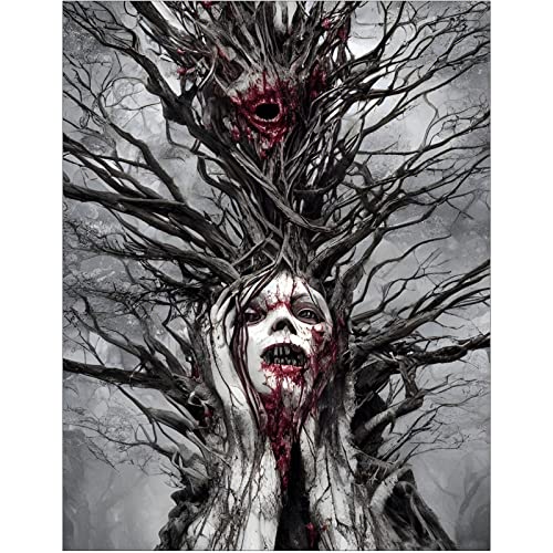 DCIDBEI 40x50CM DIY 5D Diamant Maler-Set quadratisch,Diamant malerei Monster,Vampir Diamond Painting Gotik Horror Manga,vorgedruckt für Wohnzimmer Schlafzimmer Dekoration,Baum Schädel von DCIDBEI