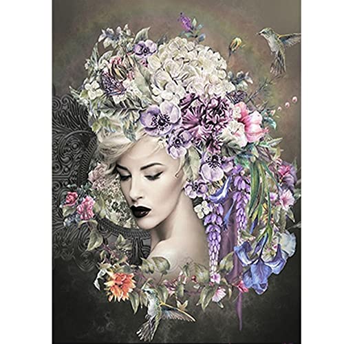 DCIDBEI 40x50CM Fee Diamond Painting Square Drill, Diamant Malerei Elfen Blume, Beständige Farben, Wanddekoration für Haus, Geburtstagsgeschenk || Frau mit Blumen von DCIDBEI