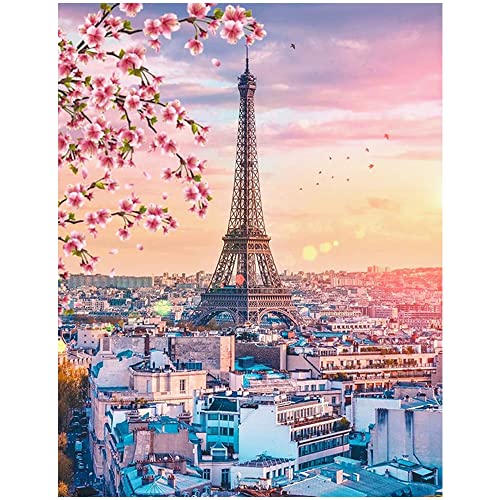 DCIDBEI 40x50cm Diamond Painting Set Landschaft Eiffelturm,5D Diamant Painting Bilder Stadt Paris,Kinder stickerei set Erwachsene Diamanten Dekoration und Geschenk von DCIDBEI