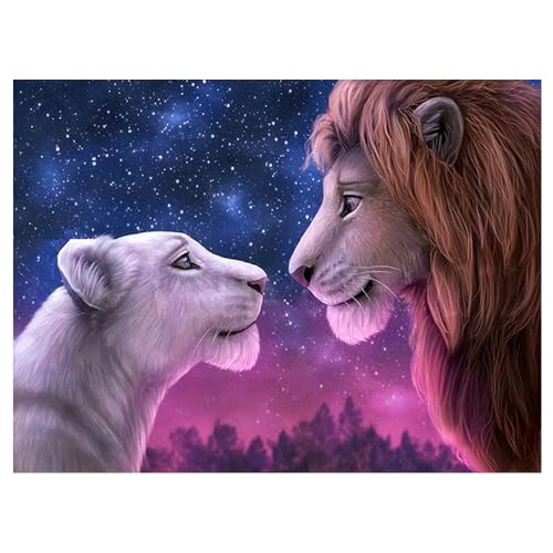 DCIDBEI DIY 5D Diamond painting Löwen 50x40cm Malen nach Zahlen Erwachsene Löwe Diamant Malerei Gemälde Löwenmutter Stickerei Set Erwachsene Kreuzstich Puzzle Diamanten Tiere Paint Diamond Löwe von DCIDBEI