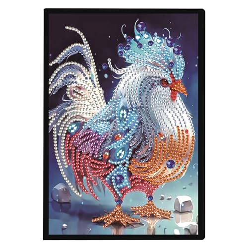 DCIDBEI Diamond Painting Notizbuch A5 Blank Diamond Painting Notizheft Diamant Painting Notebook Diamant Malerei Notizbuch Skizzenbuch Tagebuch für Schülerbüro Schulbedarf(50 Blätter) (Hahn) von DCIDBEI