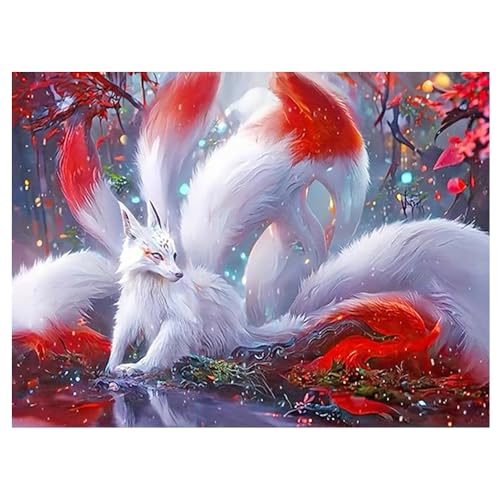 DCIDBEI DIY Diamond Painting Fuchs 50x40cm Diamant Painting Bilder Fuchs 5D Diamanten Gemälde Malen nach Zahlen Fox Bild Mosaik Erwachsene Puzzle Kreuzstich Tiere Neunschwänziger Fox von DCIDBEI
