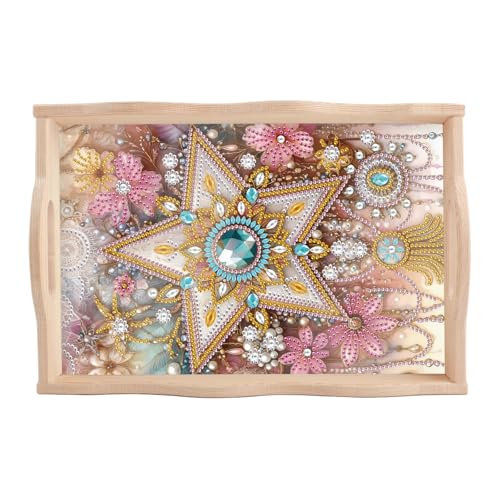DCIDBEI DIY Diamond Painting käsebrett Serviertablett mit Griffen 30x20cm Diamant Painting Servierplatte Home Decor Platten für Obst Gemüse Vorspeise Serviertablett Lebensmittel Brot Boardsoard Stern von DCIDBEI