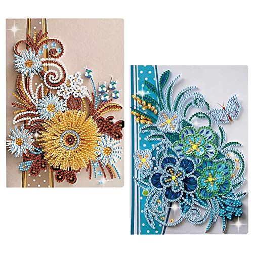 DCIDBEI Diamant Notebook 2er Set Skizzenbuch A5 Diamant Malerei Kits Erwachsene Kinder Sketchbook Blumen Diamant Painting Tagesbuch Diamond Painting Notizbuch Mädchen Notizbücher Kinder Journal Buch von DCIDBEI