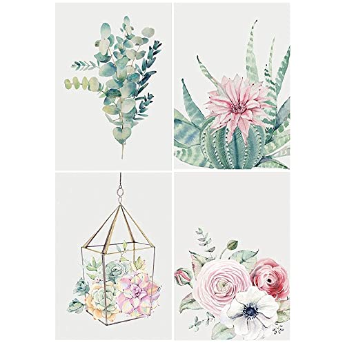 DCIDBEI Diamond Painting 4er Set 30x40cm Diamond Painting Kinder Mädchen Blumen Kaktus Saftige Pflanze Diamant Painting Bilder Diamond Painting Eukalyptus Malen Nach Zahlen 5D Diamant Painting Blumen von DCIDBEI