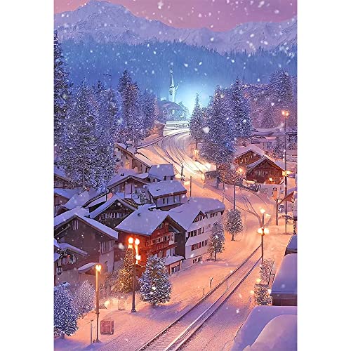 DCIDBEI Diamond Painting Eckige Steine Landschaft Groß 40x50 cm Diamond Painting Landschaft und Natur Malen nach Zahlen Erwachsene Diamant Painting Bilder Set Landschaft Winterlandschaft Schnee von DCIDBEI