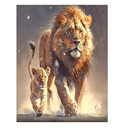 DCIDBEI Diamond Painting Eckige Steine Löwe 40x50cm Diamant Painting Bilder Löwe Square Diamond Painting Löwe und Löwin Malen nach Zahlen Löwe Kinder Diamond Painting Quadratische Steine Mosaik von DCIDBEI