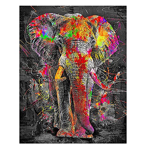 DCIDBEI Diamond Painting Elefant Groß 40x50cm Diamond Painting Elefant Neonfarben Diamond Painting Pop Art Malen nach Zahlen Diamant Painting Bilder Elefant Stickbilder Vorgedruckt Kreuzstich Tiere von DCIDBEI
