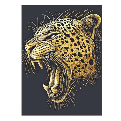 DCIDBEI Diamond Painting Leopard 30x40cm 5D Diamant Painting Bilder Erwachsene Leopard DIY Diamant Malerei Malen nach Zahlen Tiere Mosaik Schlafzimmer Wand Dekor Mutig Geschwindigkeit Stärke von DCIDBEI