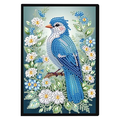 DCIDBEI Diamond Painting Notizbuch Blanko Diamant Painting Notizbücher A5 Diamant Malerei Diamonds Geheimes Tagebuch Skizzenbuch Volgel Blumen Erwachsen Geschenk Notebook Sketchbook von DCIDBEI