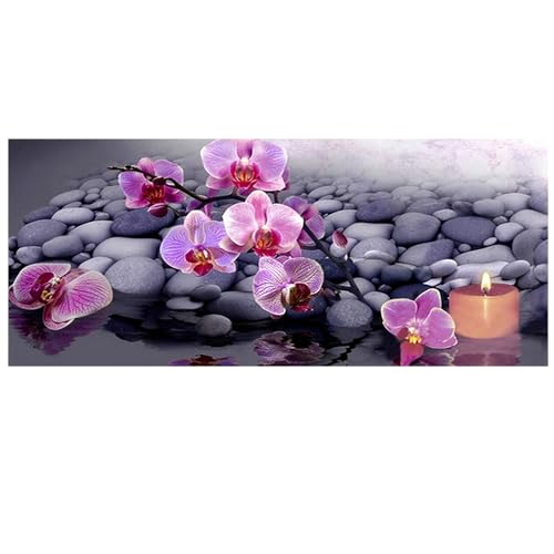 DCIDBEI Diamond Painting Orchideen 110x50cm Diamant Painting Orchideen Diamond Painting Blumen Phalaenopsis Diamant Painting Bilder Erwachsene Flowers Kerze Perlen Bilder Landschaft Blumen von DCIDBEI