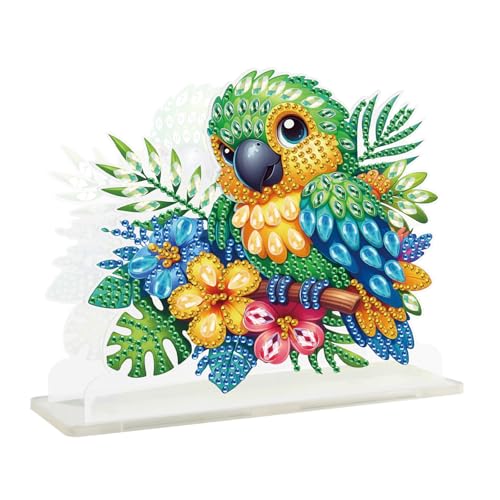 DCIDBEI Diamond Painting Serviettenhalter 15x15 cm Diamant Malerei Serviettenspender Malen nach Zahlen Servietten Halterung für Tisch Küchenzubehör Restaurantdekoration Barzubehör Dekoration Papagei von DCIDBEI