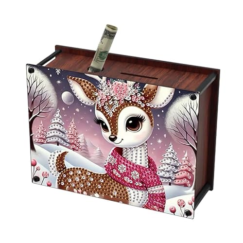 DCIDBEI Diamond Painting Spardose 15x13cm Diamant Painting Sparschwein Piggy Bank Münze SpardosenTier Geld Bank Sparbüchse Münze Perlenbilder Erwachsene Trinkgeldkasse Weihnachten Hirsch Reh von DCIDBEI