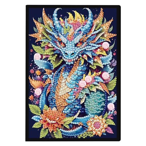 DCIDBEI Diamond Painting Tagebuch mit Strasssteinen A5 Blanko 5D Diamant Painting Notizbuch Drachen Diamond Painting Notizbücher Tiere Skizzenbuch A5 Diamant Malerei Diary Journal Notebook von DCIDBEI