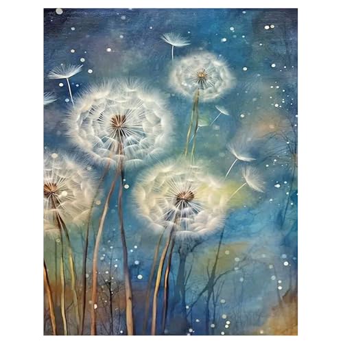 DCIDBEI Groß und Klar Diamond Puzzle Pusteblume Fliegend 40x50cm Diamant Painting Bilder Pusteblume Malen nach Zahlen Erwachsene Pusteblume Löwenzahn Blumen Liebe,die nicht bleiben kann Freiheit Mutig von DCIDBEI