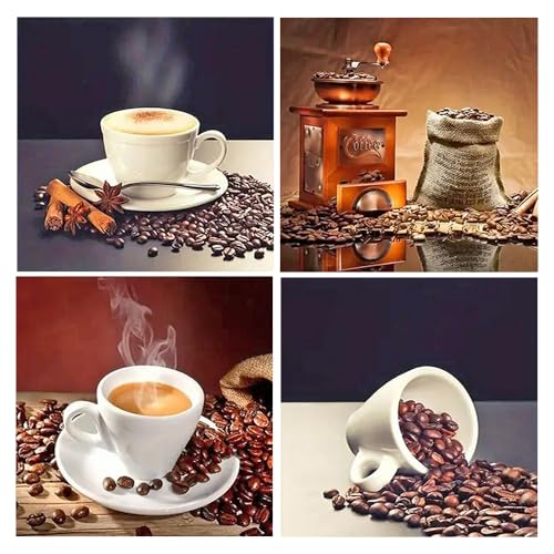 DCIDBEI Groß und Klar Groß und Klar 4 Pack Diamond Painting Erwachsene Kaffee Bilder 40x40cm Diamond Painting Erwachsene Kaffee Malen nach Zahlen Kaffee Erwachsene Kaffee Bilder Leinwand Vintage von DCIDBEI