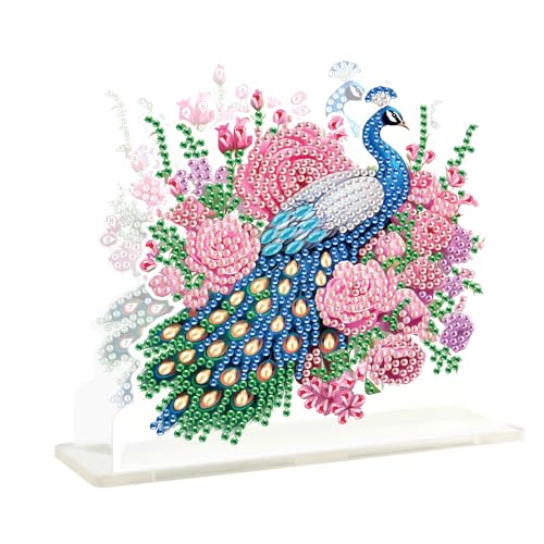 DCIDBEI Serviettenhalter Freistehender 15x15cm Diamant Painting Tischtuchspender Handtuchhalter Serviettenspender Servietten Halterung für Tische Küche Restaurant Picknick Pfau Serviettenständer von DCIDBEI