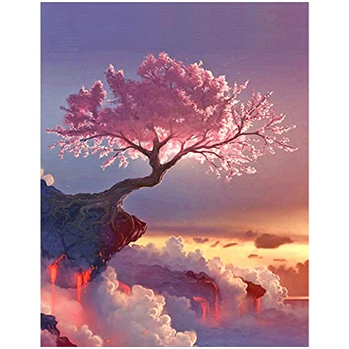 DIY 5D Diamant Painting Groß Quadratische Steine 40x50cm Sticken Set Erwachsene Kreuzstich Bild Basteln nach Zahlen mit Steinchen Puzzle Diamant Malerei Diamond Art Mosaik Baum des Lebens Kirschbaum von DCIDBEI