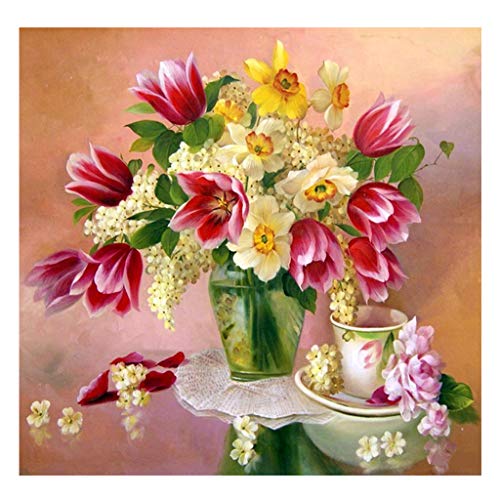 Quadratische Diamanten Gemälde DIY 5D Square Diamond Painting Full Drill Diamant Malerei Painting by Diamonds Lilienblüte Blume Kreuzstich Strassstein Stickerei Puzzles für Erwachsene 30 x 30 cm von DCIDBEI