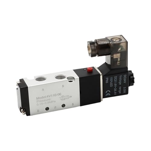 4V110-06 1/8" pneumatisches Steuermagnetventil 5 Wege 2 Positionen DC12V DC24V AC110V AC220V mit 4mm 6mm 8mm passenden Luftventilen(4V110-06 Wire-PC4-01,AC110) von DCJJLWIG