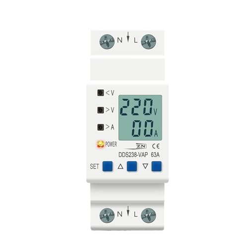 63A 80A 110V 230V Din schiene einstellbar über unter spannung schutz gerät protector strom grenze schutz Voltmeter Kwh(63A Top input) von DCJJLWIG