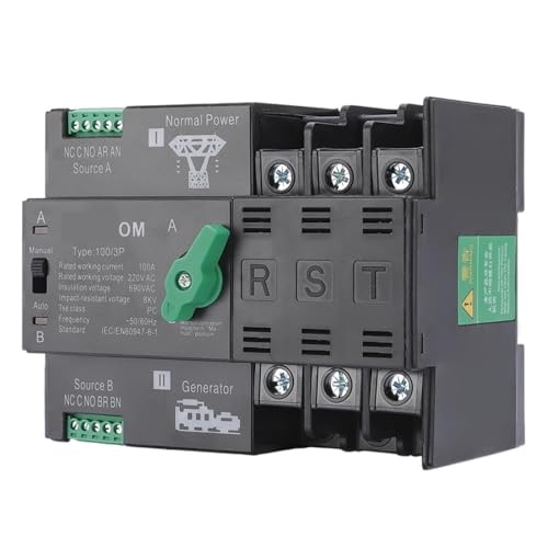 ATS Electrical Selector Switches Dual Power Automatic Transfer Switch Rail 2P 3P 4P Uninterrupted Power 63A 100A 220v 50/60(4,220V 100A) von DCJJLWIG