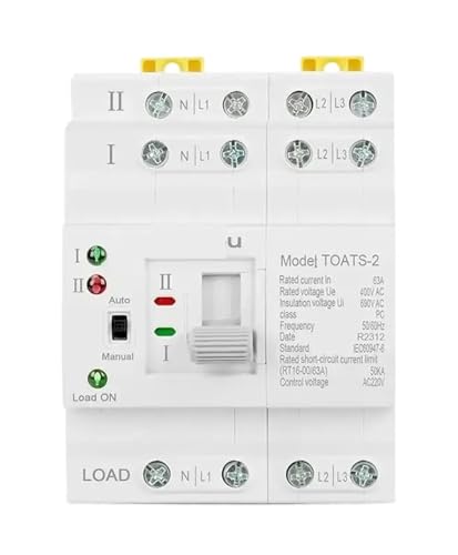 Din Rail 2P 4P ATS Dual Power Transfer Switch Electrical Selector Switches Uninterrupted Power 110V 220V 63A(2p 63A,110V) von DCJJLWIG