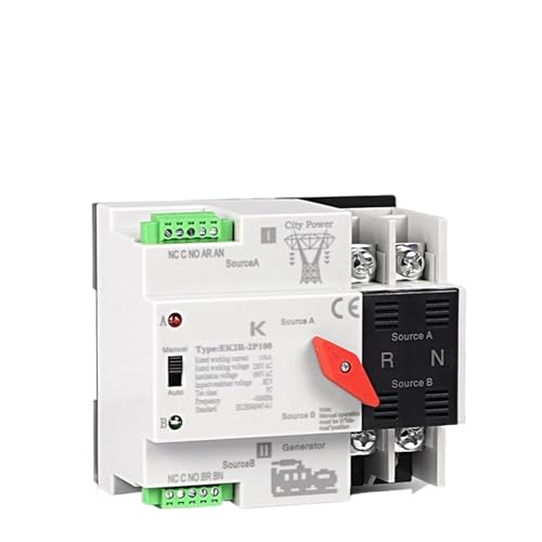 Dual Power Automatic Transfer Switch 2P 4P Rail ATS Uninterruptible Power Supply 220V EK2R(4P,100A) von DCJJLWIG