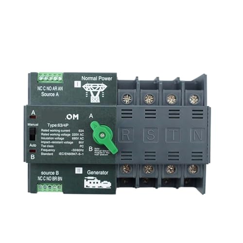 Dual Power Automatic Transfer Switch Rail 2P 3P 4P ATS Electrical Selector Switches Uninterrupted Power 63A 100A 50/60HZ(4P,220V 20A) von DCJJLWIG