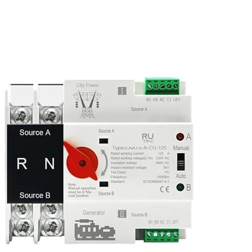 Schiene ATS PV 2P 4P 125A AC 230V 110V Dual Power Automatische Transfer Switch Elektrische Wahlschalter Unterbrechungsfreie Stromversorgung(City Grid-City Grid,4P AC 110V) von DCJJLWIG