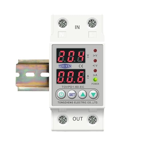 Schiene Dual Display Einstellbare Über Unter Spannung Strom Schutz Gerät Protector Relais 40A 63A 80A 100A 220V 230V(V A type,L N 110V 60A) von DCJJLWIG