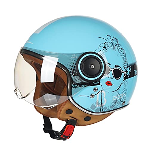 DCLINA Retro Style Motorrad Open Face 3/4 Helm mit Sonnenblende für Chopper Scooter Cruiser, Motorrad Halbhelm, ECE Certified Herren und Damen Vintage Moped Helm für Four Seasons von Homry