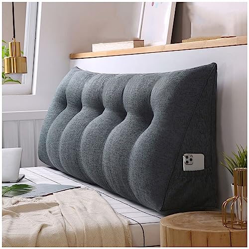 Dreieckiges Kopfteilkissen, großes Keilkissen, Rückenstütze, Lesekissen für Schlafsofa, dreieckiges Nackenrollenkissen mit Tasche und abnehmbarem Bezug zum Sitzen in der Bettruhe (Farbe: Dun von DCLINAD