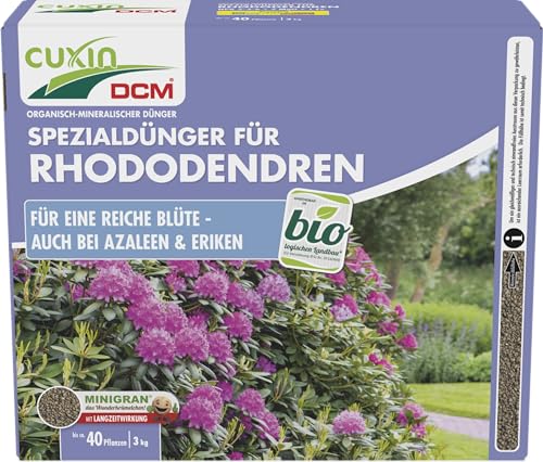 "CUXIN DCM Spezialdünger für Rhododendron, Azaleen, Eriken - Spezialdünger - Mit MINIGRAN® TECHNOLOGY - Bio - organisch-mineralischer Dünger - 3 kg für ca. 40 Pflanzen " von DCM