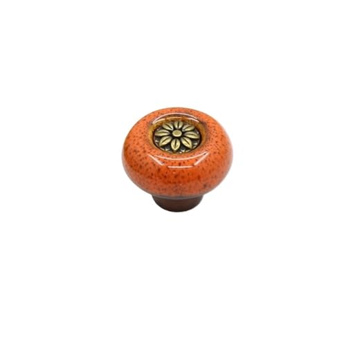 DCNIYT Möbelgriffe mit einem Loch, Zinklegierung, Leopardenmuster, glasierte Farbe (Farbe: Orange), 2 Stück von DCNIYT