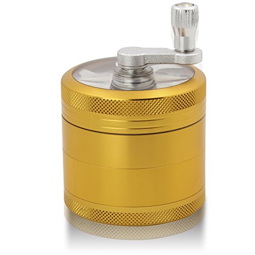 DCOU Handkurbel Premium Mühle unzerbrechlich CNC Aluminium Metall Mahler Schleifer, 4 Teile, Ø55mm (Mattes Gold) von Dcou