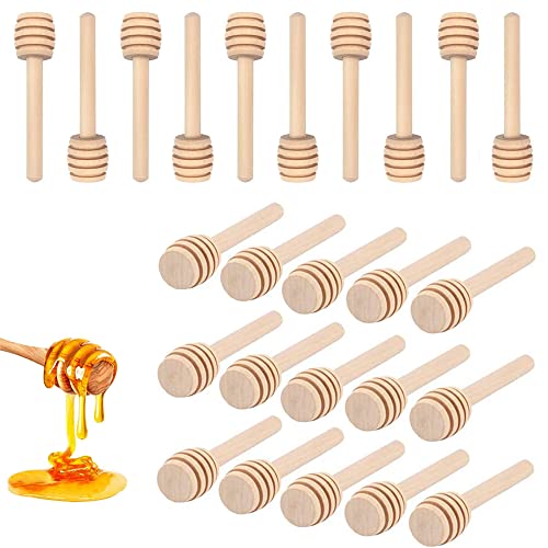 25 Stück Honigstäbchen Honiglöffel Mini Holz Honigstab Honigheber 8cm Honigspirale Set für Honigglas Topf Spender Honey Hochzeit Geburtstag Babydusche Weihnachten Party Sammeln Rührstab Stick von DCQQ