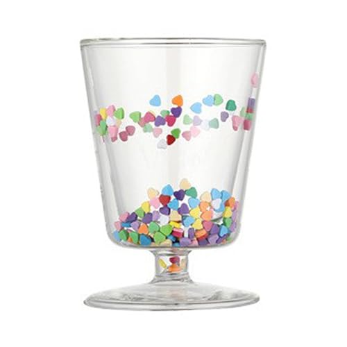 250 Ml Doppelschichtiger Glasbecher, Borosilikatglasbecher, Love Star Treibsandbecher, Transparenter Kaffeebecher, Modischer Niedlicher Isolierter Glasbecher, Heiß und Kalt Erhältlich(#1) von DCQRY