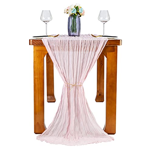 DCQRY Käsetuch-Tischläufer, Plissiert, Tischdecken für Rechteckige Tische, Dekorative Tischdecke für zu Hause, Eleganter Romantischer Tischläufer für Tischdekorationen für Hochzeiten, Partys(Rosa) von DCQRY