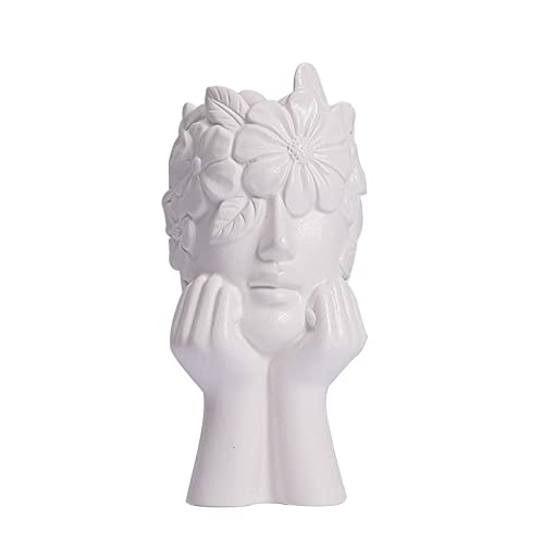 DCQRY Weiße Keramik-Gesichtsvase weibliche Form Kopf Halbkörper Büste Vasen kreative Blumenvasen nordischer Stil Blumenvase Schreibtischdekoration Geschenke für Frauen Zuhause Tischmitte Dekoration von DCQRY